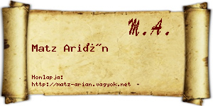 Matz Arián névjegykártya